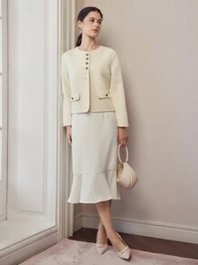 MOTF PREMIUM WOOL SOLID FLAP DETAIL SINGLE BREASTED PLACKET OVERCOAT - Beige - View 6