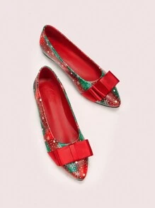 CUCCOO DOLLMOD Red Butterfly Decor Women Fashionable Elegant Commuting Flat Shoes Valentines