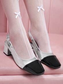 CUCCOO DOLLMOD Classic Silver Ankle Strap Flats - Silver - View 4