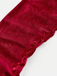 Christmas Elegant Luxurious Party Square Neck Lantern Sleeve Red Velvet Mini Dress, Suitable For Teenage Girls Christmas Party - Burgundy - View 6