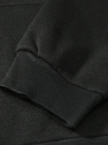 RueChic Men Letter And Bear Printed Regular Hoodie & Pants Set - Dark Grey - View 4