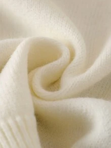 SHEIN 新生女婴美国国旗图案针织毛衣，女婴圆领长袖条纹套头衫，柔软温暖，适合家人和姐妹 - 白色 - 查看 7