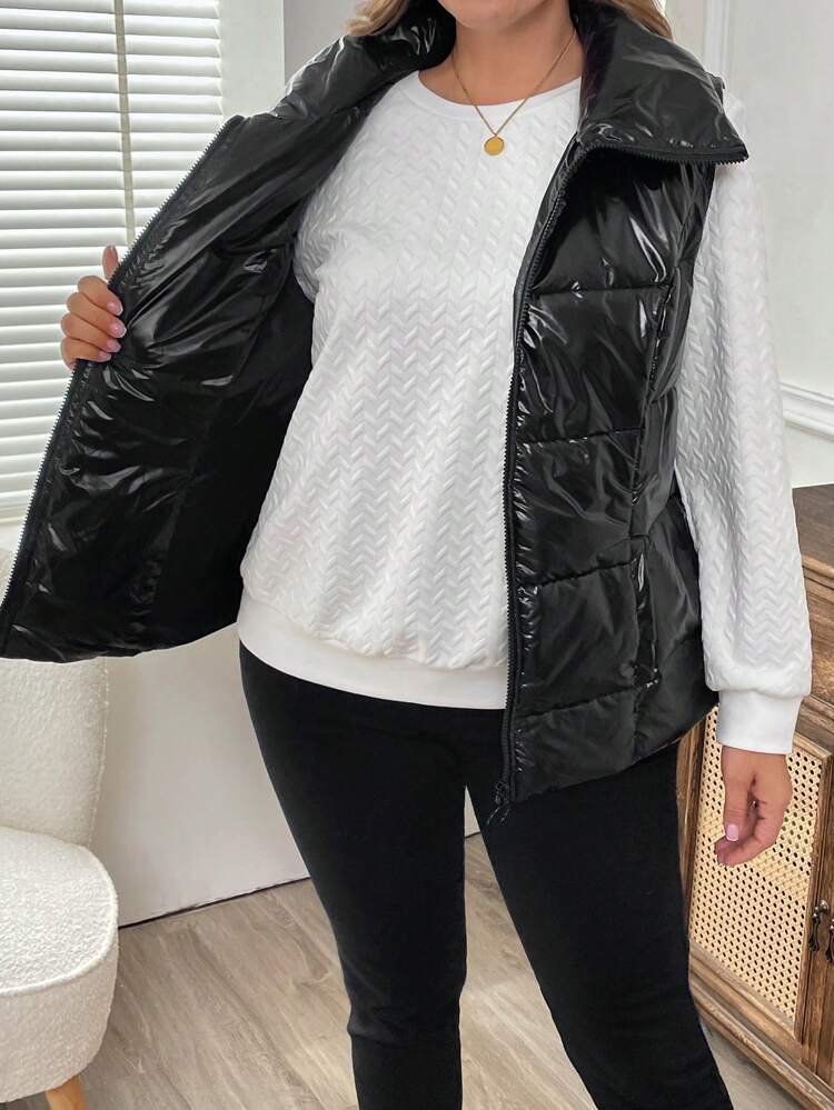 Plus Size Winter Clothes For Women Sleeveless Solid Padded Coat For Winter