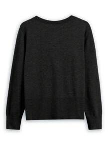 Calvaya Plus Size Solid Color Button Front Long Sleeve Top, Casual Daily Wear, For Winter Fall Cloth For Women Autumn - Black - View 2