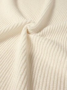 Flirla Women's Solid Color Drop Shoulder Long Sleeve Hooded Loose Casual Sweater Dress For Autumn/Winter - Apricot - View 4