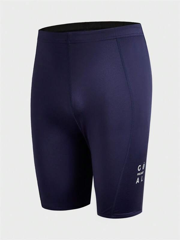 Manfinity Sport Corelite Letter Print Simple Cycling Shorts, Casual For Daily Wear