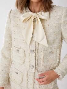 Enchnt Chaqueta elegante con cuello de corbata para mujeres en otoño