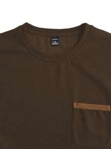 Manfinity Homme Hombres Camiseta con parche de bolsillo - Café integral - Ver 3