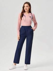TaskEZ Anti-Static Quick Dry V-Neck Lightweight Scrub Uniform Set, Suitable For Autumn
