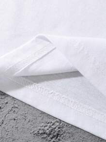 SHEIN 女士休闲卡通人物印花宽松落肩短袖 T 恤，夏季图案 T 恤女式上衣 - 白色 - 查看 4