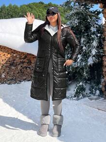 SHEIN EZwear Stark gepolsterter, gesteppter Winterjacke, Loose Fit, warmes Futter, Herbst & Winter