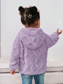 SHEIN Áo nỉ đôi mẹ và bé - Áo nỉ màu tím in chữ dễ thương, chất liệu mềm mại, bán riêng, thích hợp cho mùa Thu/Đông. - Màu tím hoa cà - Xem 2