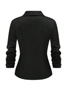 SHEIN Clasi Shawl Collar Open Front Blazer - Black - View 2
