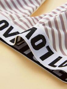 4 件装青少年/女孩休闲舒适条纹内衣套装 - 彩色 - 查看 3