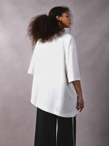 Athîral Asymmetric Hem Shape Design White Daily Clothing Casual Women's T-Shirt Asymmetric Shape Personalized Oversize Autumn Clothing Winter Clothing