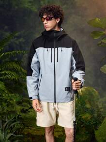 In My Nature Giacca con cappuccio da uomo casual, con cerniera frontale e colore a contrasto, con protezione solare, adatta per primavera/autunno, ideale per il campeggio - Multicolore - Visualizzare 4