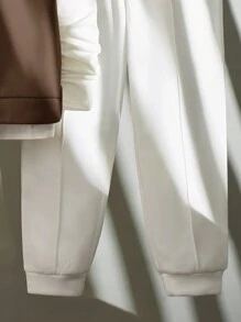 SHEIN Bộ 3 món Tween Boy: Áo phông siêu lớn, Áo phông dài tay & Quần nỉ, Thích hợp cho Chạy bộ, Đi làm, Đi học, Thường ngày, Kỳ nghỉ, Thể thao, Thu/Đông - màu nâu - Xem 4