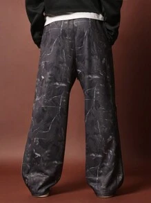 SUMWON Pantalon de jogging en molleton premium avec fermetures éclair latérales, motif marbre, vêtement d'intérieur pour l'automne et l'hiver, streetwear de performance, pantalon d'entraînement - Multicolore - Voir 4