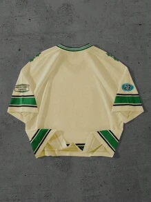 PAVTROS Manfinity Streetrush Men's Stripe Panel Digit Print Short Sleeve Football Jersey Style T-Shirt, Casual Daily Wear, Graphic Tee, Graphic T-Shirt, Men T-Shirt - Multicolor - View 2