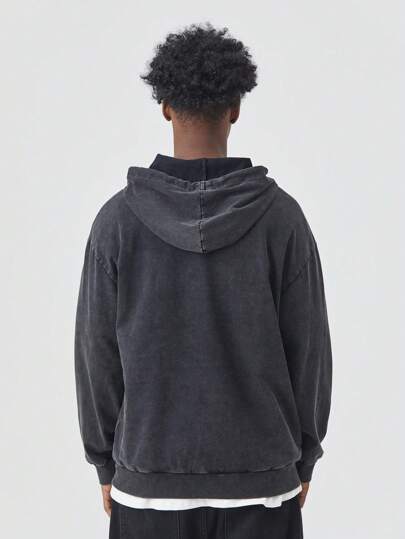 Street Life Men's Hip Hop Portrait & Letter Print Hoodie Sweatshirt