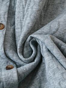 SHEIN LUNE Plus Size Casual Button-Up Sleeveless Jacket For Everyday, Autumn - Grey - View 4