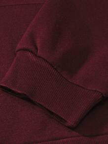 EURMUSE Men Letter And Bear Printed Regular Hoodie & Pants Set - Burgundy - View 4