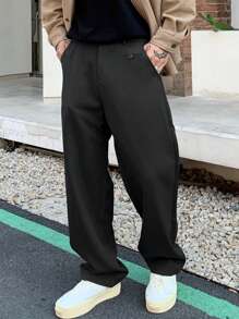 Claim Dot Pantalones de traje informales con bolsillo con cremallera de unicolor para hombre