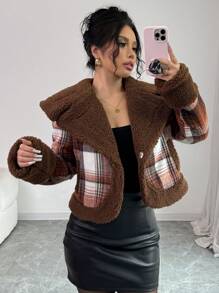 Chiquease Áo khoác thời trang giản dị đa năng ve lớn màu nâu mùa đông mới, thích hợp cho các buổi hẹn hò Giáng sinh, nơi làm việc, đi làm, áo khoác mùa đông ấm áp cho nữ - màu nâu - Xem 6