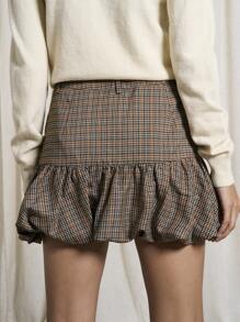 AiiRZ Checked Bubble Hem Mini Skirt - Multicolor - View 2