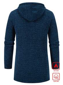 Manfinity Homme Men Drawstring Hooded Teddy Lined Cardigan, Fall/Winter