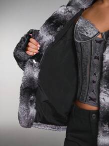 SHEIN BAE 女士时尚渐变色蓬松外套，秋冬 - 彩色 - 查看 8