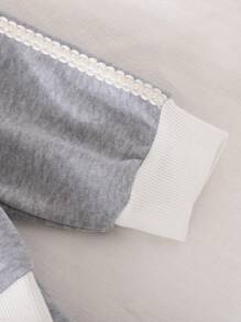 Genkimix Kids 2 件套年轻女孩蓝色休闲长袖运动衫和长裤套装，秋冬装 - 藍色 - 查看 6