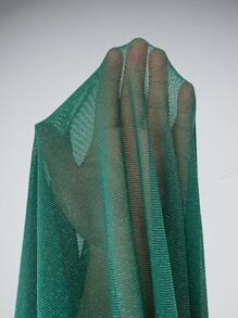 Viva Relle Plus Size Elegant Fitted Asymmetric Collar Dress, Suitable For Autumn - Green - View 8