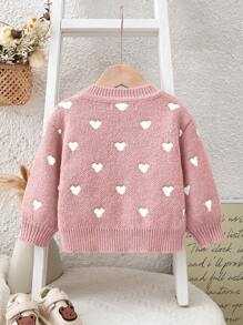 女宝宝秋冬百搭可爱心形图案针织长袖毛衣