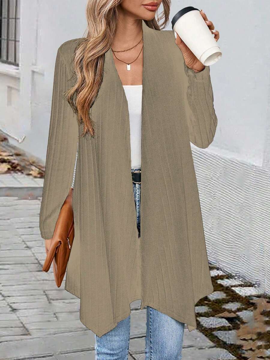 Chiquease 1 chiếc áo len cardigan dài tay dệt kim trơn thanh lịch dành cho nữ đi làm hàng ngày - Lạc đà - Xem 1