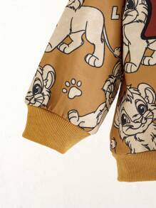 SHEIN Baby Boy Outfit With A Lion Print Pattern Round Neck Long Sleeve Sweatshirt And Sweatpants - Multicolor - View 5
