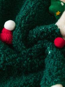 Flirla Áo len dệt kim 3D hình cây thông Noel cỡ lớn dành cho nữ, kiểu dáng thường ngày, thích hợp cho mùa thu/đông. - Màu be - Xem 3