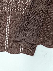 SHEIN LUNE Plus Size Women Open Front Hollow Casual Cardigan, Autumn - Brown - View 4