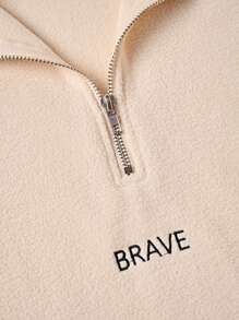 Manfinity Homme 2pcs Men Embroidery Thermal Lined Zip-Up Hoodie And Drawstring Sweatpants Set - Khaki - View 11