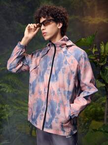 In My Nature 男士时尚扎染拉链连帽轻便防晒夹克，春秋季 - 彩色 - 查看 5