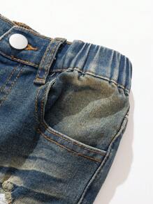 SHEIN Jonge jongens modieuze vintage distressed gewassen denim jeans
