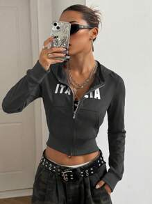 StreetHx Sudadera con capucha casual de mujer con estampado de letra, para otoño