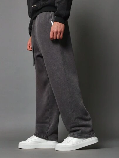 SUMWON 超舒适棉混纺宽松运动裤冬季家居服慢跑风格健身运动休闲裤重磅羊毛训练