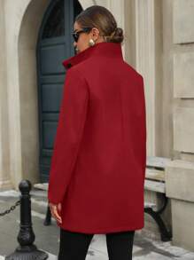 SHEIN Clasi Áo khoác thường ngày hở túi phía trước cho trang phục năm mới - Đỏ - Xem 2