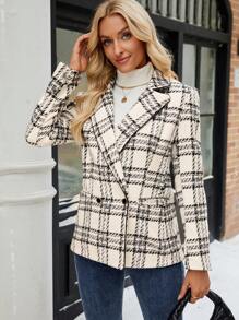 EMERY ROSE Abrigo de mujer de invierno, chaqueta a cuadros, esencial para mujer