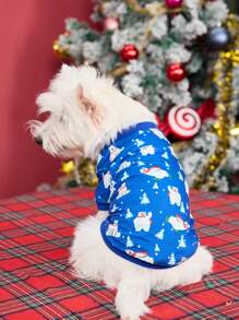 PETSIN 1 Pc Christmas Polar Bear Pattern Pet Dog/Cat Crew Neck Sweatshirt, Blue,