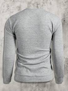 GENTILAND Men's Fitted Crew Neck Long Sleeve Knit Sweatshirt, Suitable For Autumn - Light Grey - View 2