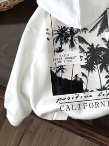 SHEIN 男童休闲卡通图案宽松加厚卫衣，适合秋冬季节穿着，衣服背面 - 白色 - 查看 4