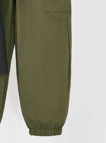 SHEIN Toddler Boys Letter Graphic Tee & Flap Pocket Trousers - Multicolor - View 3