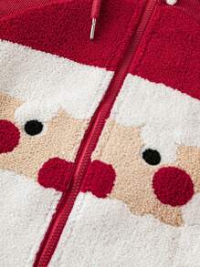 Flirla Plus Size Long Sleeve Casual Front Zip Hoodie With Embroidered Detail And Drawstring Pullover Fall - Red - View 3